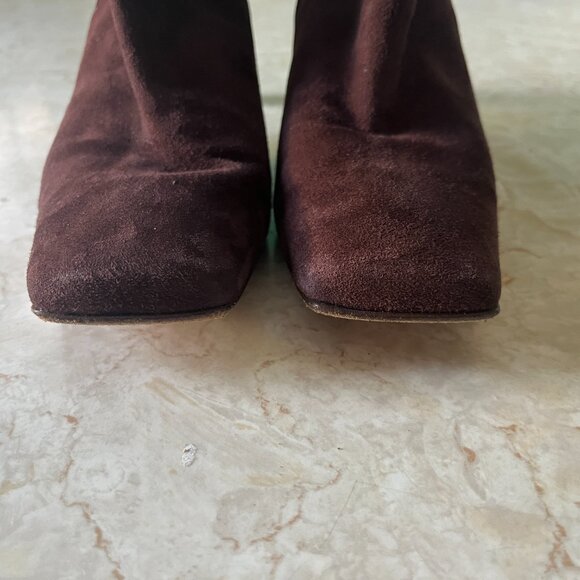 VTG St. John Sz 9 Square Toe Brown Suede Boots 90's Made in Italy - Picture 5 of 15